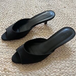 Doen black satin Callie Mules